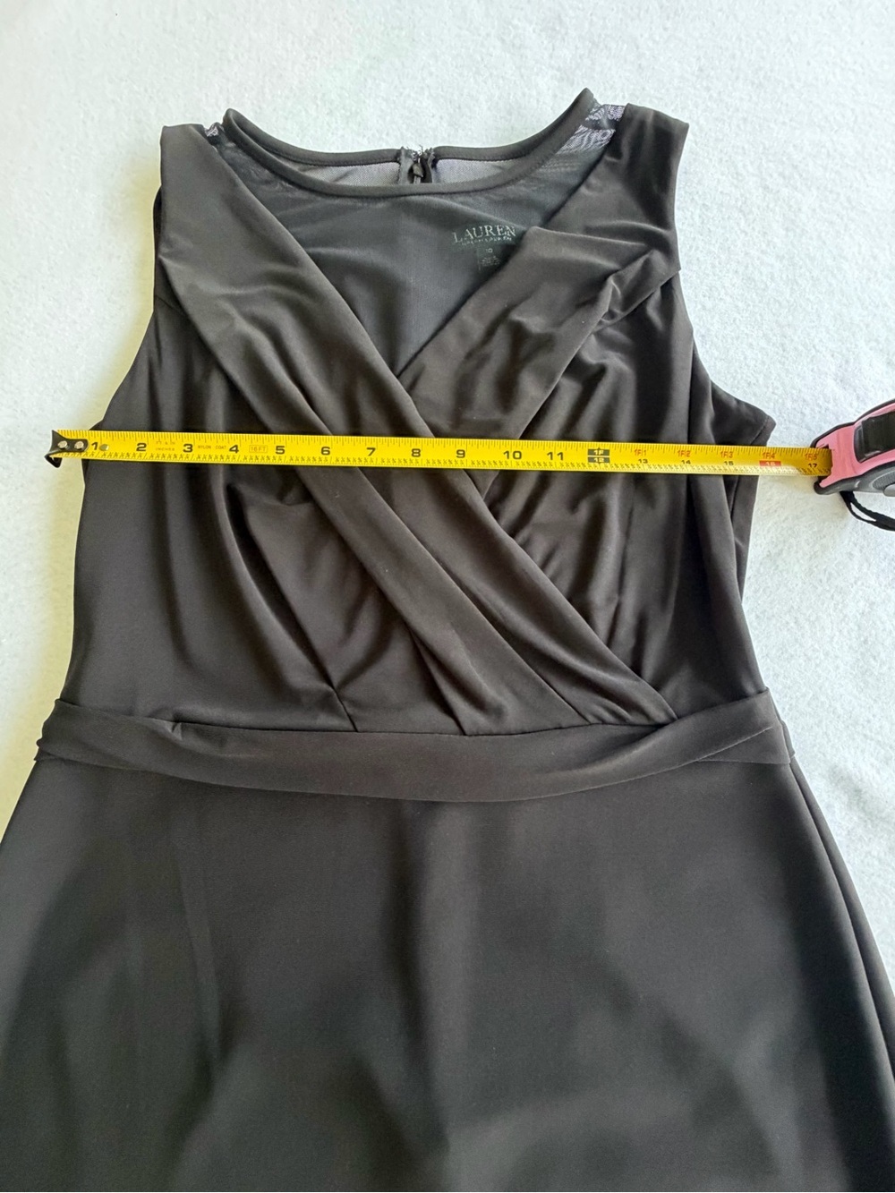 Lauren Ralph Lauren Sleeveless Black Faux-Wrap Midi Dress - Picture 4 of 8